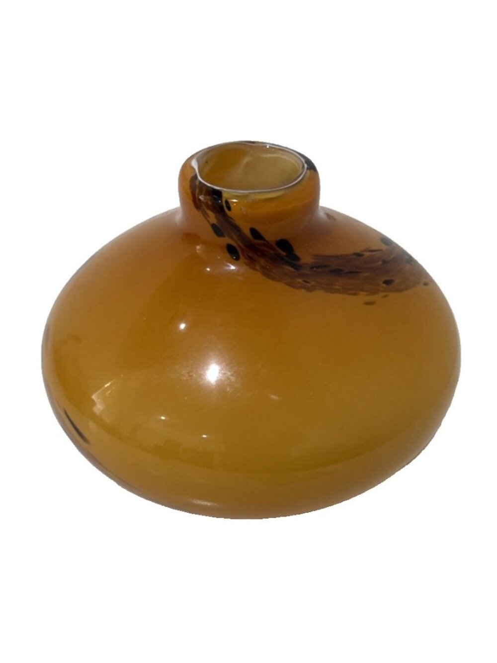 Vintage Italian Amber Art Glass Vase Tartaruga Tortoise Shell Swirl Pattern MCM